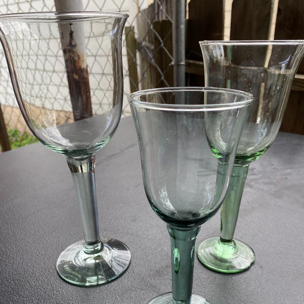 Wine Glass Clear SKY Blue set of 24 pieces- 3 different sizes